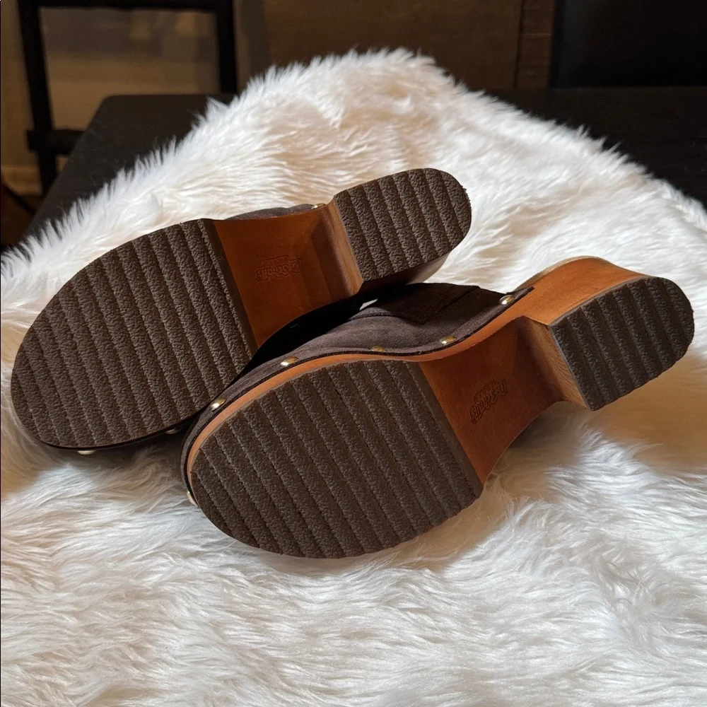 Dr. Scholl's Dark Brown Suede Slip-On Clog Mules - Picture 3 of 4